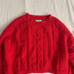 Arizona Jean Company Vibrant Red Cable Knit Sweater